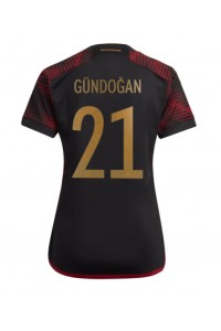 Tyskland Ilkay Gundogan #21 Fotballdrakt Borte Klær Dame VM 2022 Korte ermer